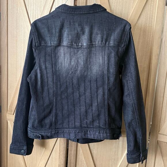 Embellished Liverpool Los Angeles LM1004R8 Classic Jean Jacket, Black, Large - Picture 5 of 14